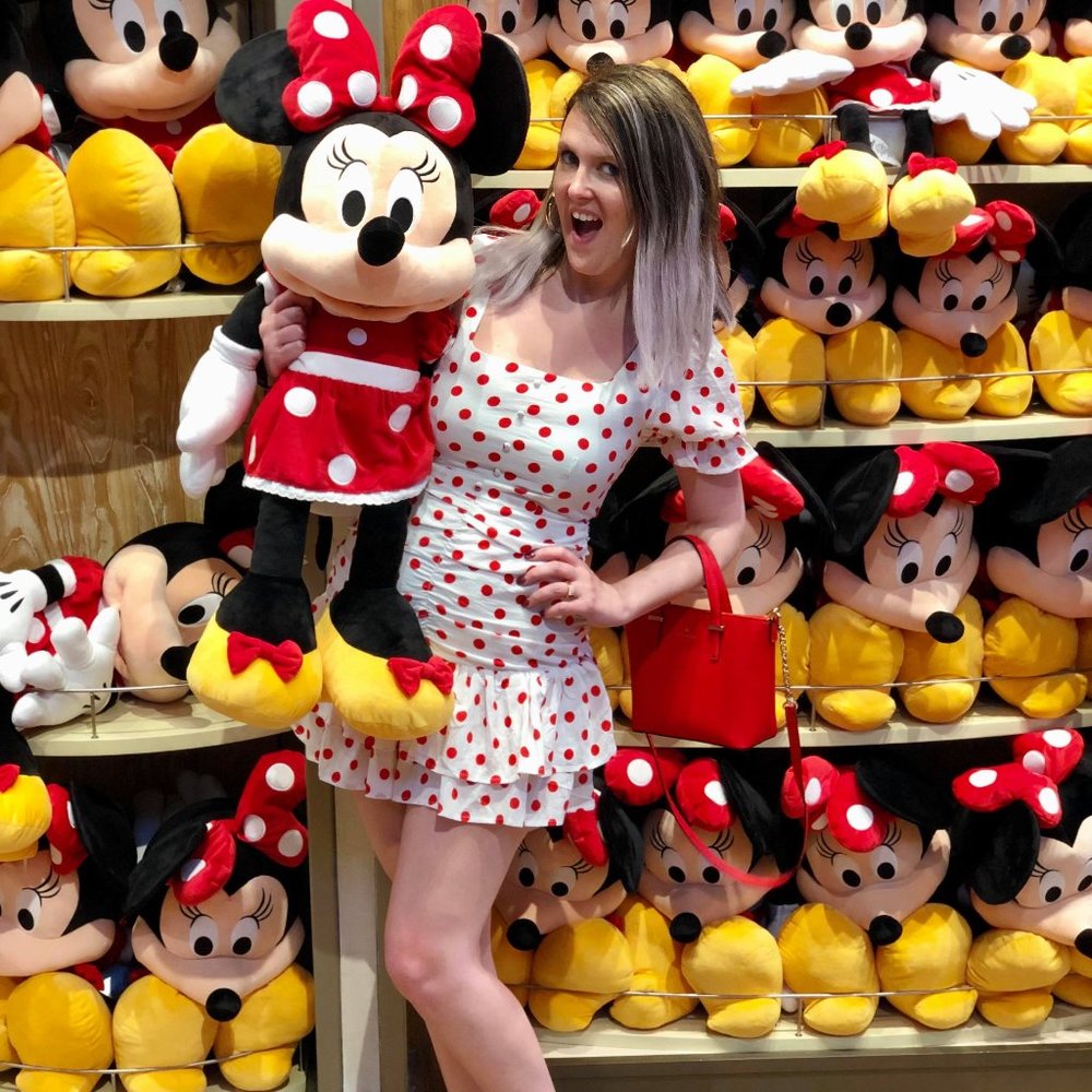 RED POLKA DOT MINI DRESS W/ SQUARE NECK‎ LINE